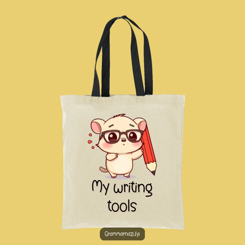 Funny Determined Creature Tote Bag: Pencil Pointer's Companion, Perfect Humorous Gift!