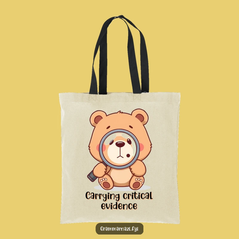 Funny Grammar Bear Tote Bag: Carry Your Books and Wit in Style