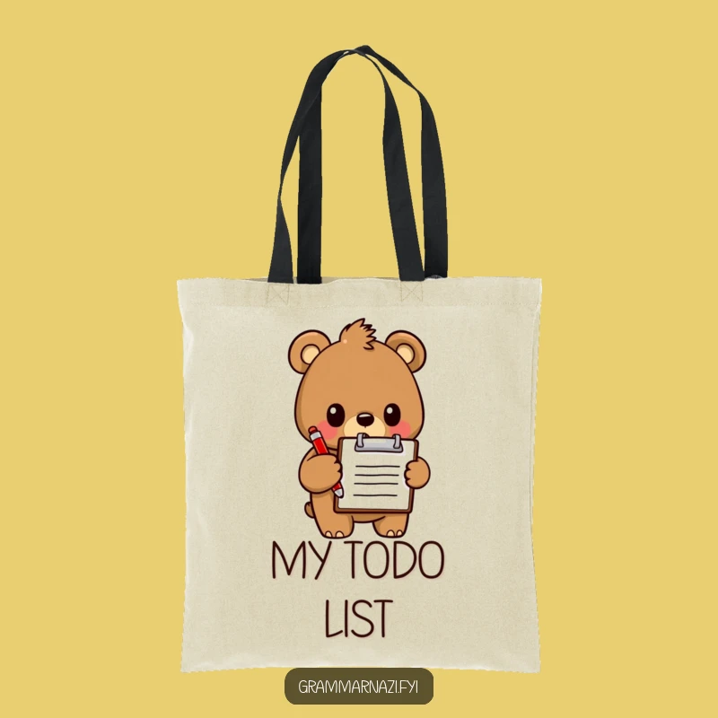Funny Bear Tote Bag: Organizer Bear's Clipboard Bag, Hilarious Taskmaster Gift